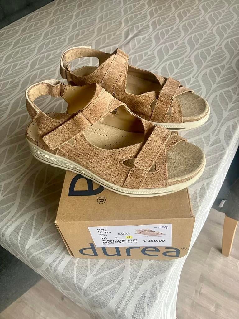 Durea damessandalen, maat 38,5 (G), Tabacco nubuck, Kleding | Dames, Ophalen of Verzenden, Zo goed als nieuw, Bruin, Sandalen of Muiltjes