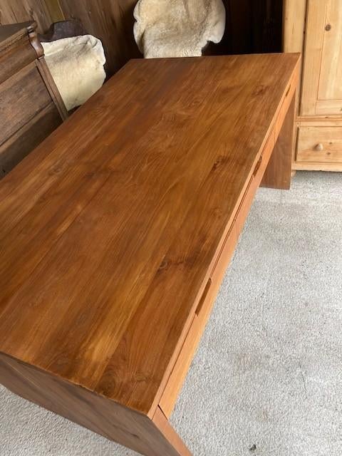 Bureau in teak met ladekast, Huis en Inrichting, 90 cm, 160 cm, Bruin, Zo goed als nieuw