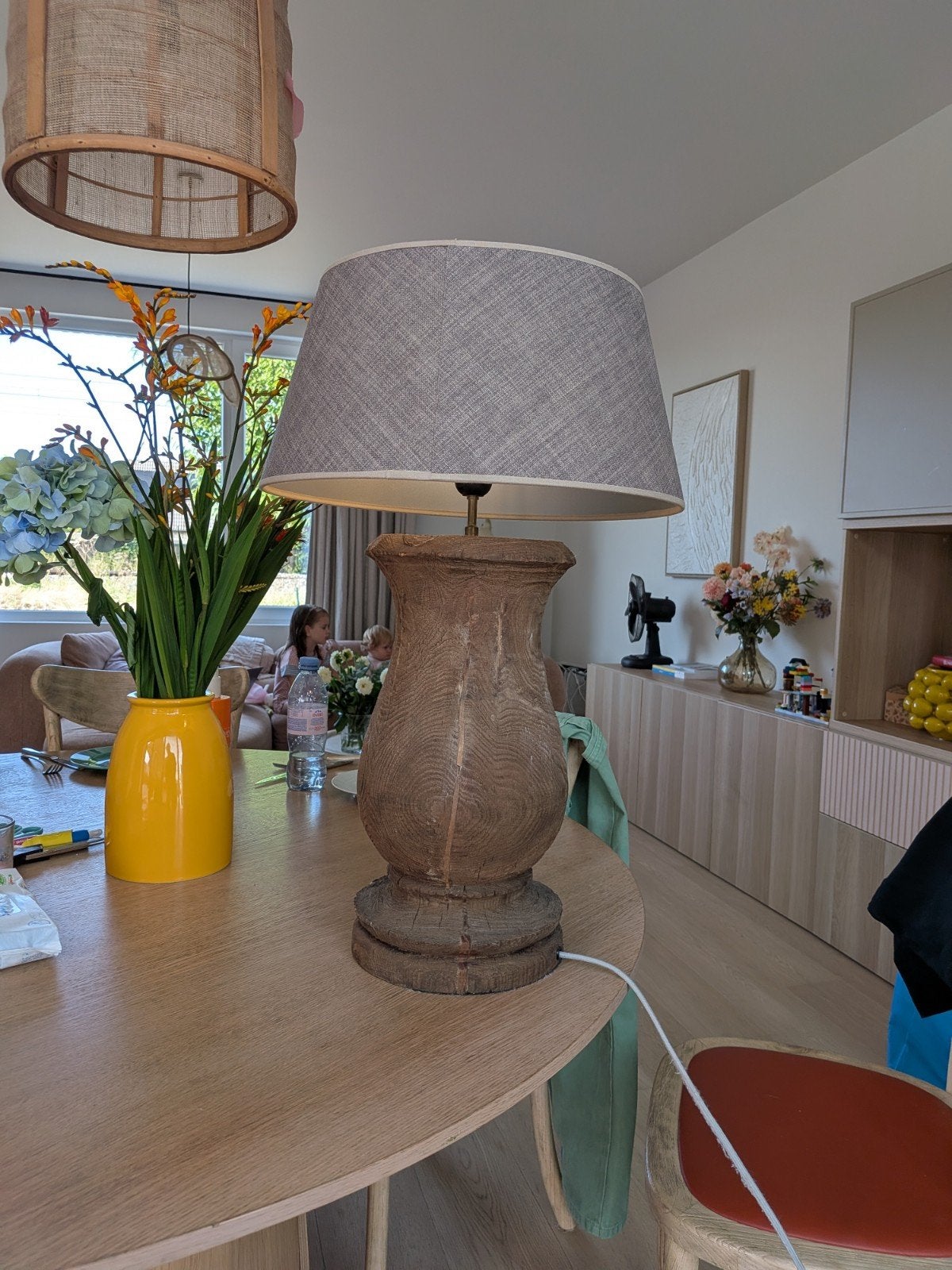 Lamp landelijke stijl, Huis en Inrichting, Ophalen, Zo goed als nieuw, Tafellamp, Hout