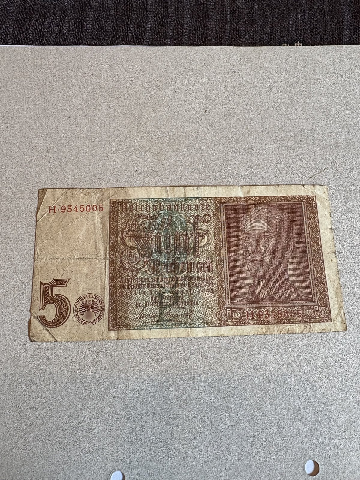 Billet allemand 5 Reichsmark 1942 — Reichsbanknote, Enlèvement ou Envoi, Allemagne, Billets en vrac