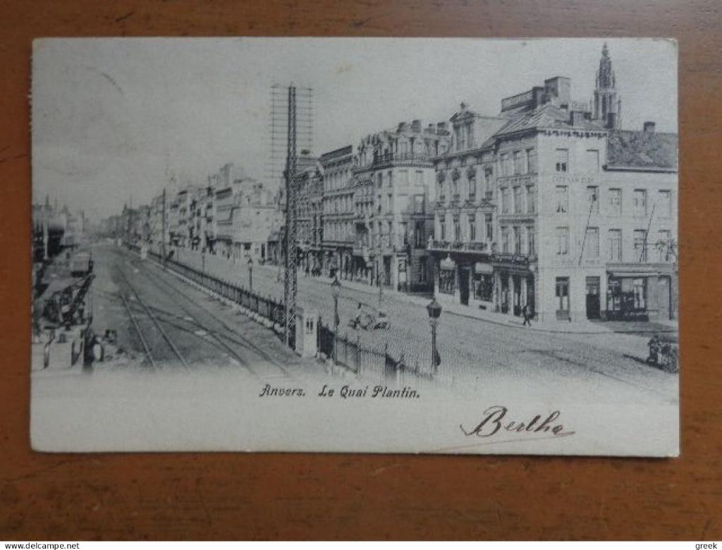 Postkaart Antwerpen, Le Quai Plantin / 1905, Envoi, Avant 1920, Affranchie, Anvers