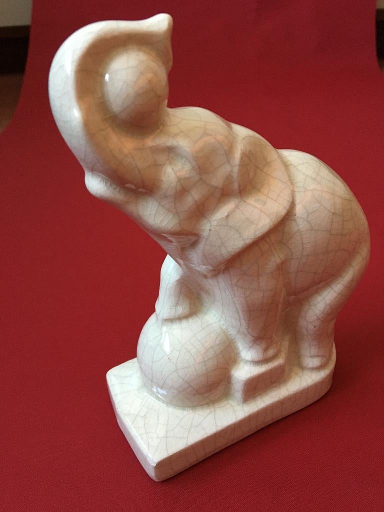 CRAQUELE ART DECO - ELEPHANT, Antiek en Kunst, Antiek | Keramiek en Aardewerk, Ophalen of Verzenden