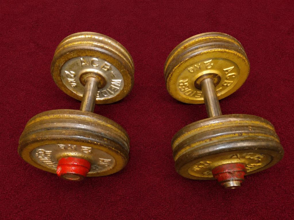 Paire d’haltères 14 kg WEIDER vintage, Sports & Fitness, Équipement de fitness, Utilisé, Haltère, Enlèvement