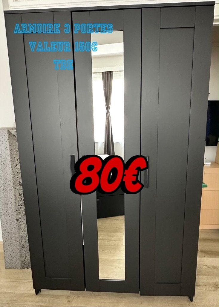 ARMOIRE 3 PORTES IKEA, Maison & Meubles, Armoires | Penderies & Garde-robes, Comme neuf, 100 à 150 cm, Avec porte(s), MODERNE SOBRE