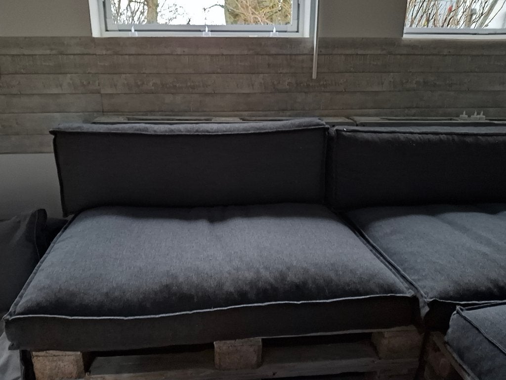 Palet zetel hoek met kussens, Ophalen, Zo goed als nieuw, Hout