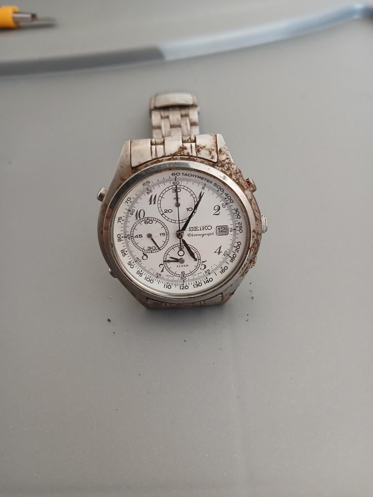 Montre Seiko 7T32-7C60 à restaurer, Bijoux, Sacs & Beauté, Montres | Hommes, Montre-bracelet, Seiko, Enlèvement ou Envoi, Acier