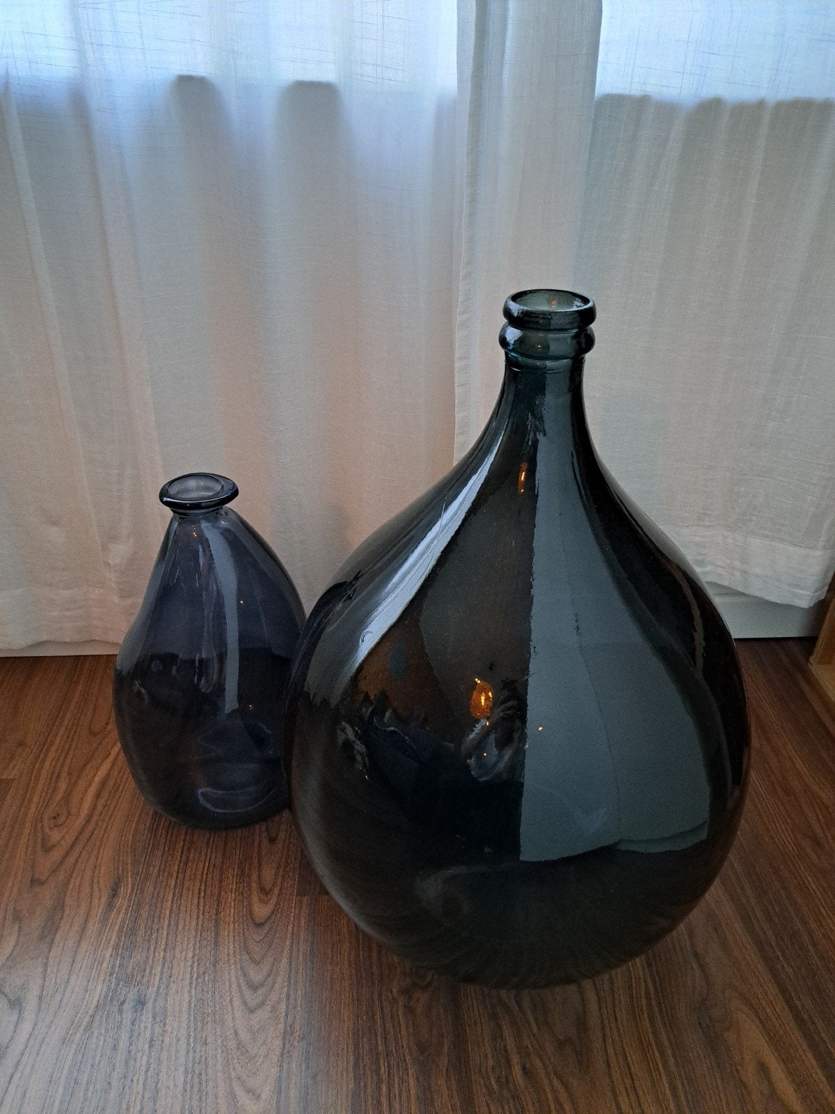 blauwe dame jeanne en kleinere vaas, Huis en Inrichting, Woonaccessoires | Vazen, Ophalen, Nieuw, Blauw, Glas