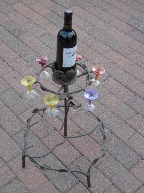 porte bouteille et verres en bronze, Enlèvement, Neuf