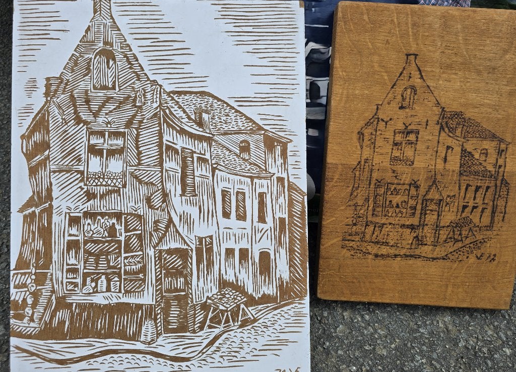 2 x Mechelen Persoonshoek ~ pyrografie, Ophalen of Verzenden