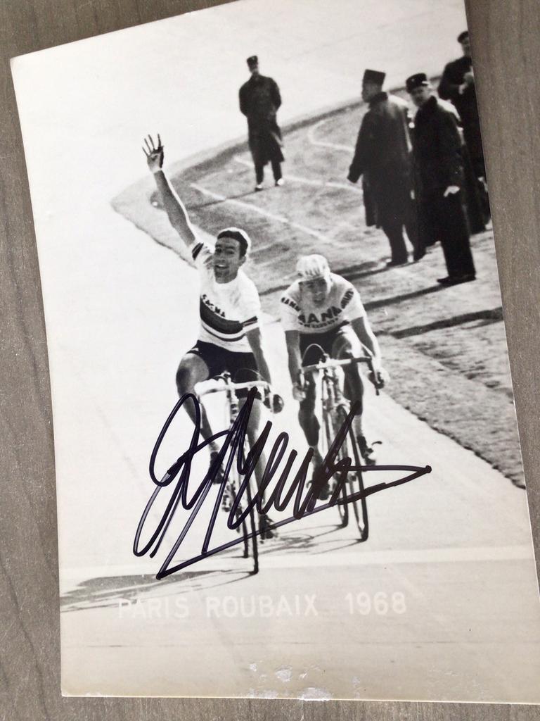 Wielerkaart 1968 paris roubaix van springel eddy merkx signe, Verzenden, Zo goed als nieuw