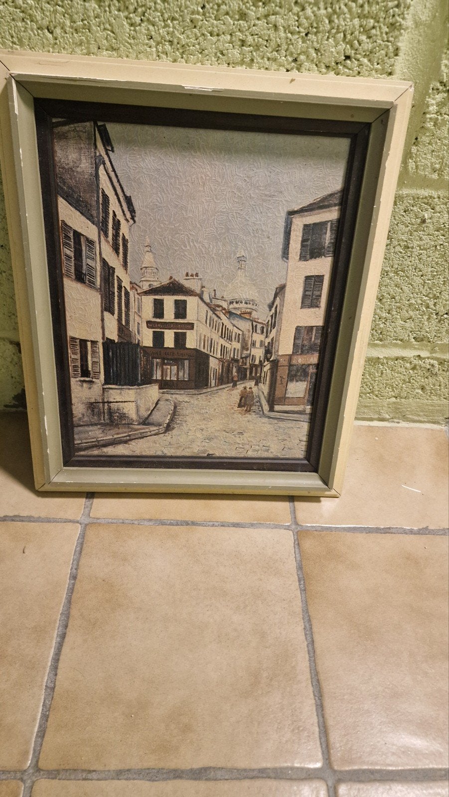 Tableau vintage Maurice Utrillo – Rue Norvins Montmartre (Mu, Antiquités & Art, Enlèvement, Reproduction