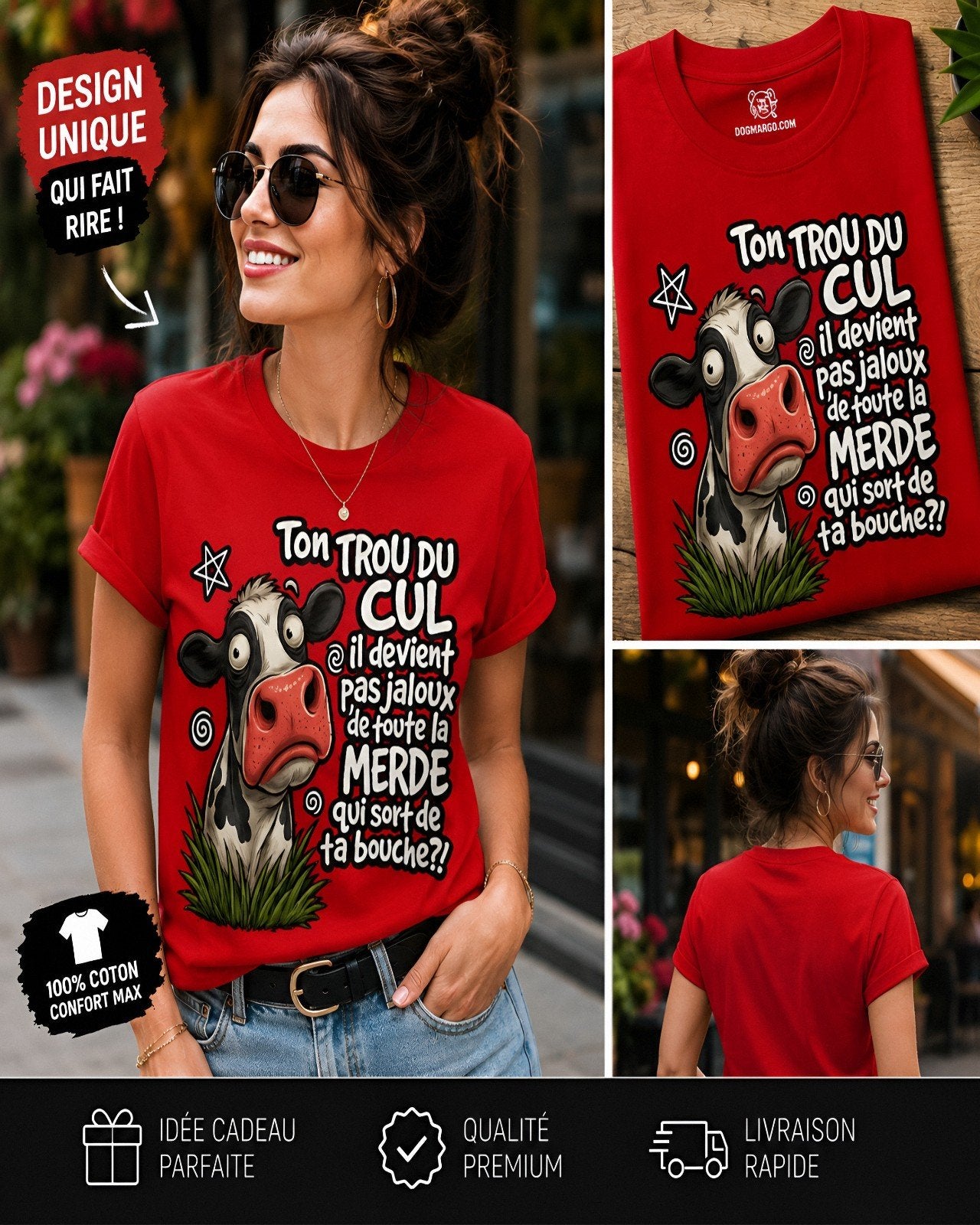 Grappig T-shirt/humoristisch T-shirt/T-shirt met koe, Ophalen of Verzenden, Nieuw