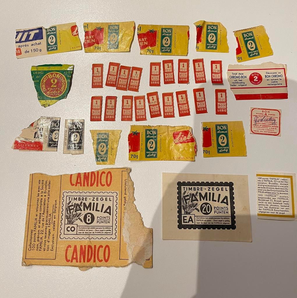 Liebig chromo bon zegel punt - familia, Verzamelen, Ophalen of Verzenden