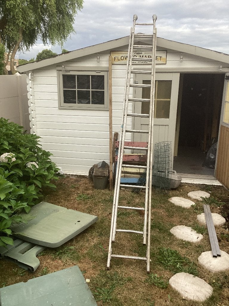Aluminium ladder 2x 3,5 meter, Ophalen, Gebruikt, Ladder, Opvouwbaar of Inschuifbaar