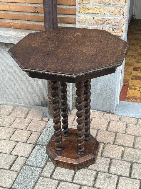 Octagonaal bijzettafeltje met getorste pootjes, Ophalen, Minder dan 55 cm, Gebruikt, Overige vormen