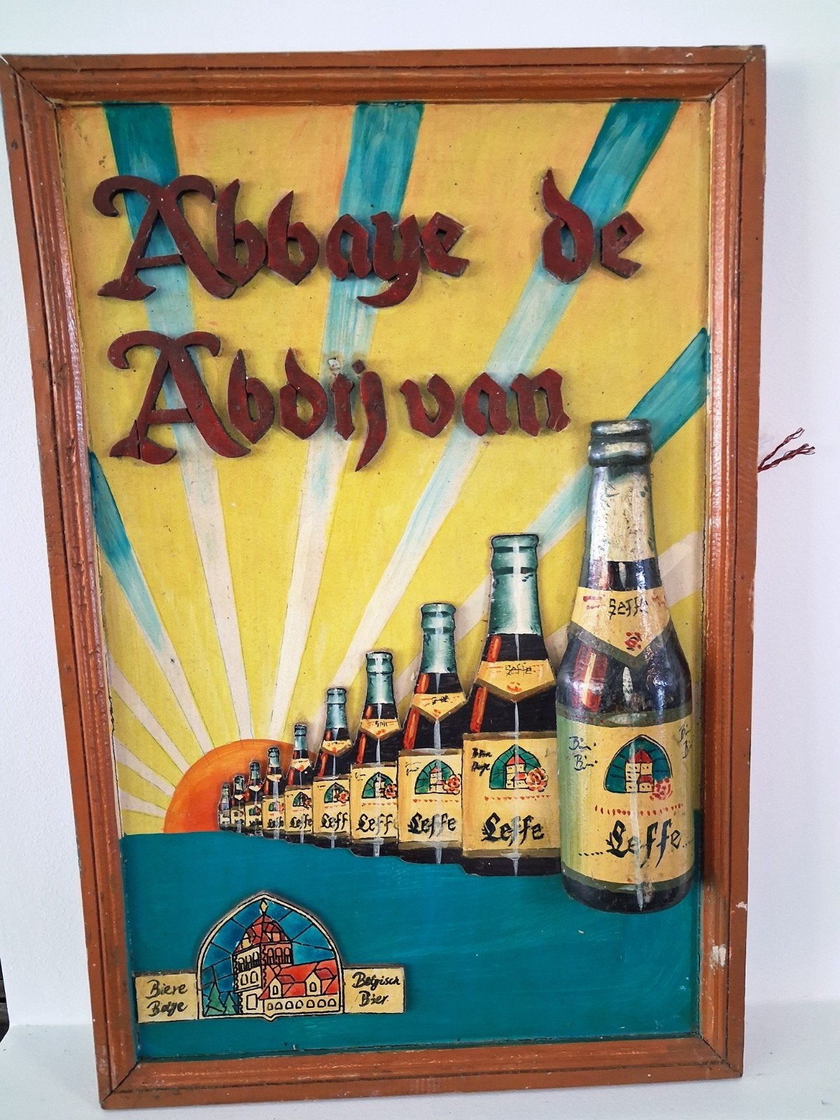 vintage reclamebord LEFFE in reliëf, Ophalen of Verzenden, Gebruikt, Reclamebord