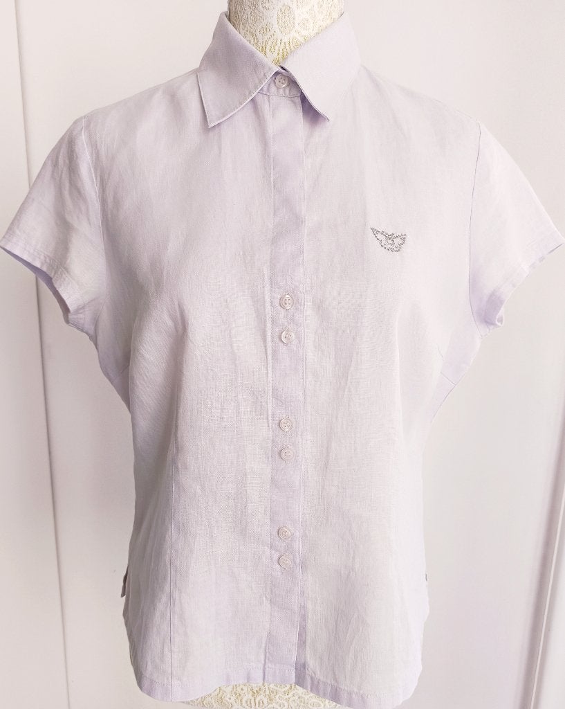 Franco Callegari Shirt. Linen. Size 38, Maat 38/40 (M), Paars, Ophalen of Verzenden, Zo goed als nieuw