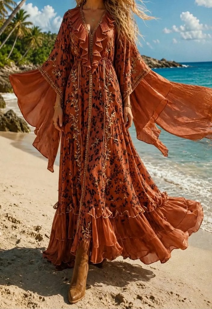 Kaftan Maxi Dress Shine Satin Vassia - Bronze jurk, Kleding | Dames, Zimmermann Vassia, Nieuw, Onder de knie, Meerkleurig