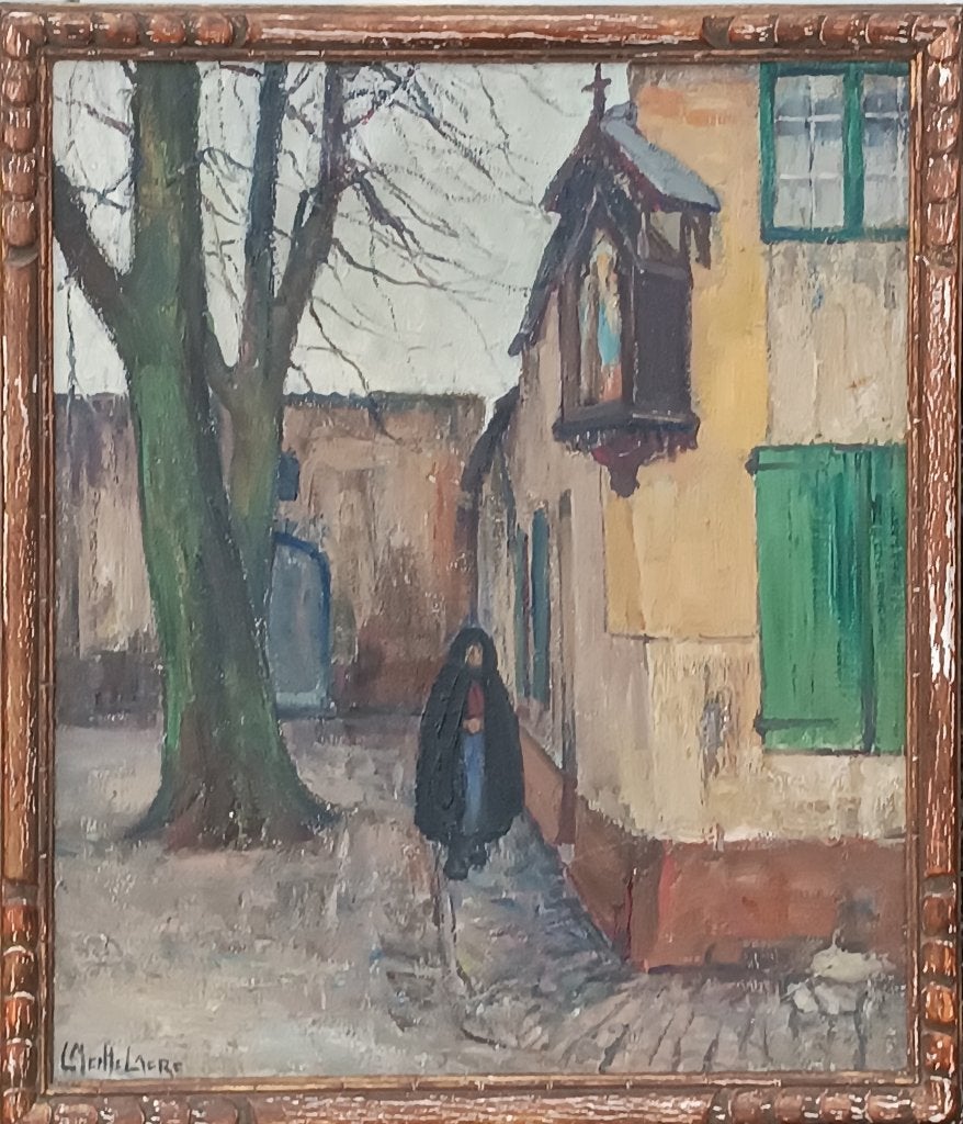Leo Mechelaere (1880-1964): Brugs stadszicht (O/D, 60x70cm), Antiquités & Art, Enlèvement ou Envoi
