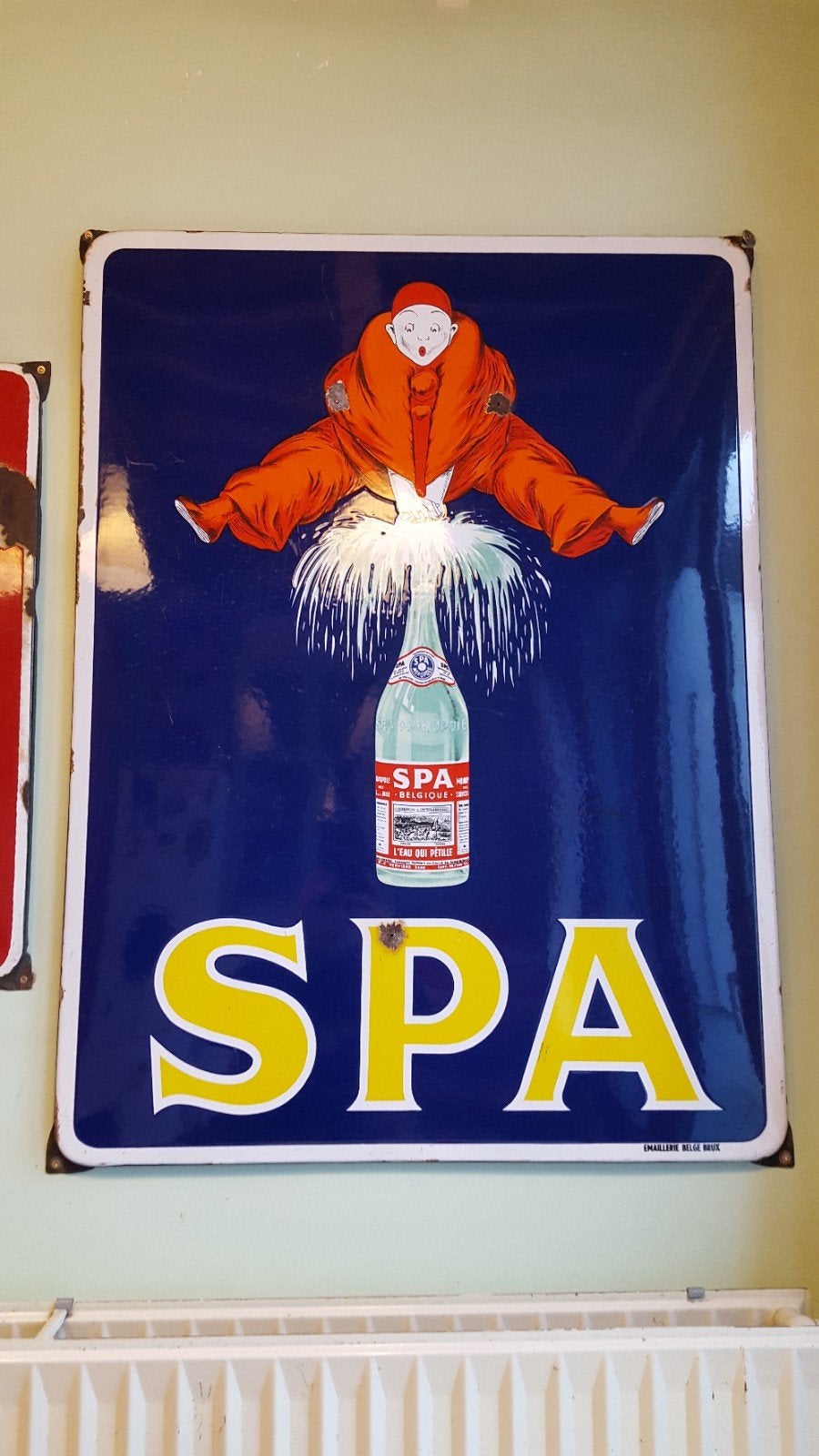 Plaque émaillée Spa années 50, Enlèvement, Utilisé, Panneau publicitaire