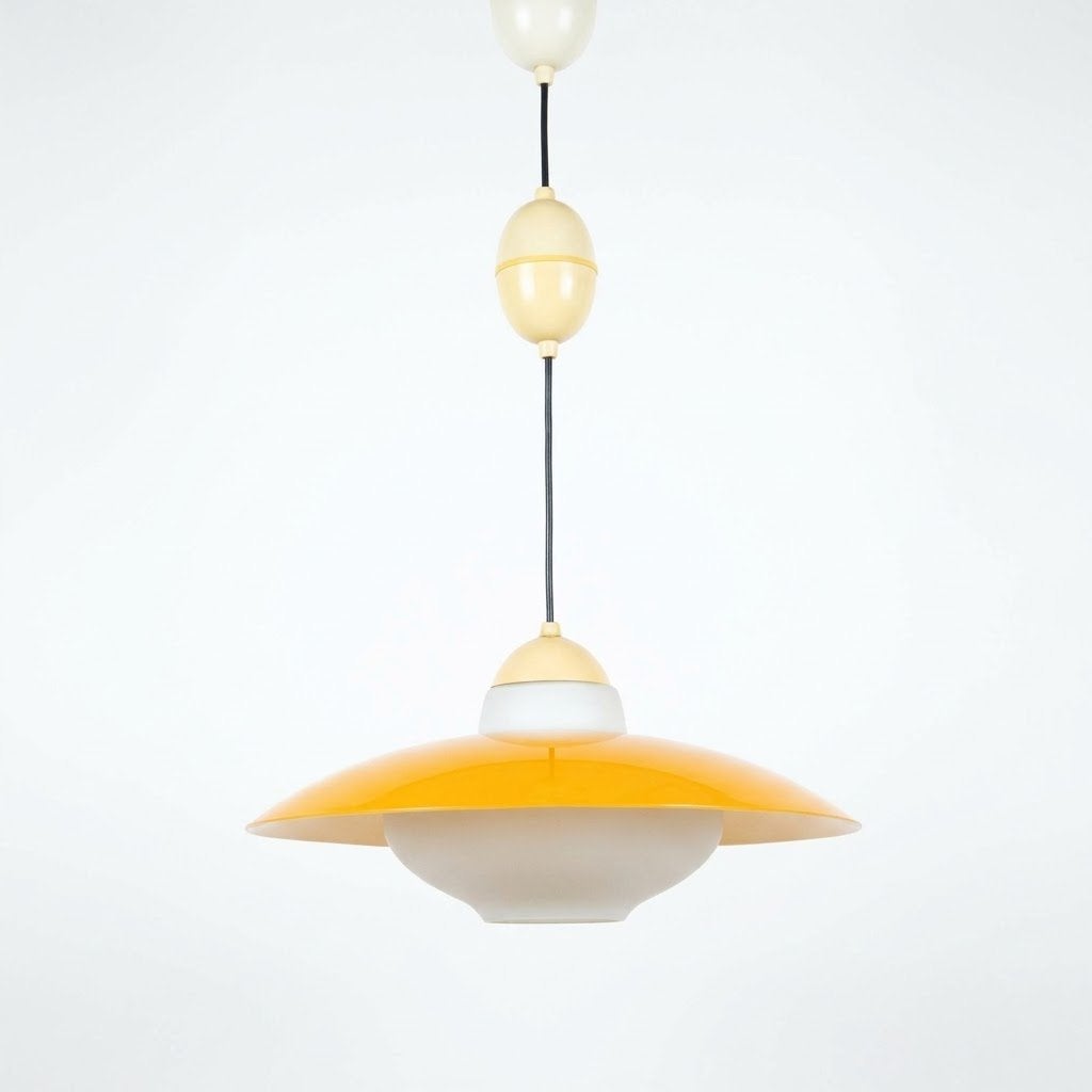 Philips, Louis Kalff UFO, vintage jaren 50 - 60 hanglamp, Gebruikt, Glas, Dutch Design, E27 (groot)