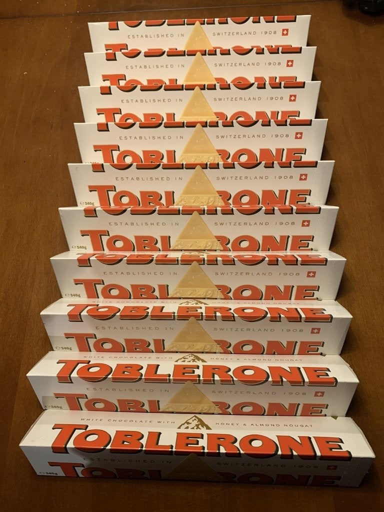 Lot de 10 Toblerones White Chocolate 340g, Envoi