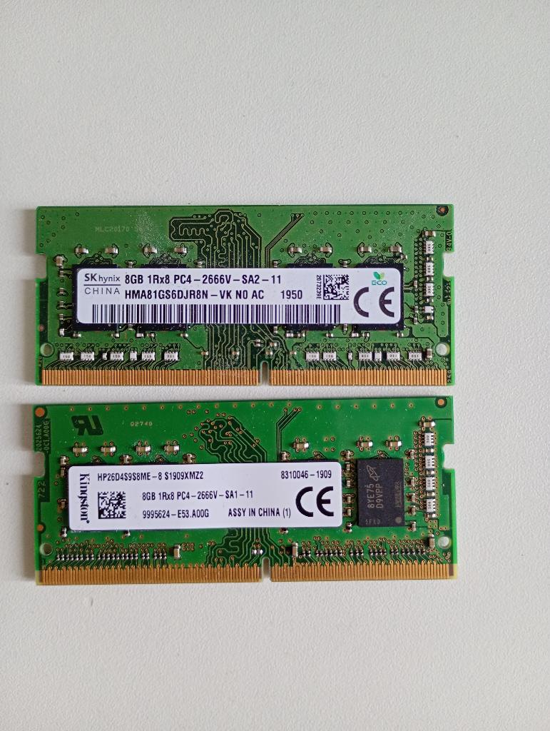 8gb Sodimm Ram ddr4 2666mhz x2, Computers en Software, RAM geheugen, DDR4, Ophalen of Verzenden, Zo goed als nieuw, Laptop