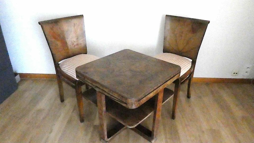 bijzettafel met 2 bijpassende stoelen antiek, Antiek en Kunst, Antiek | Meubels | Tafels, Ophalen