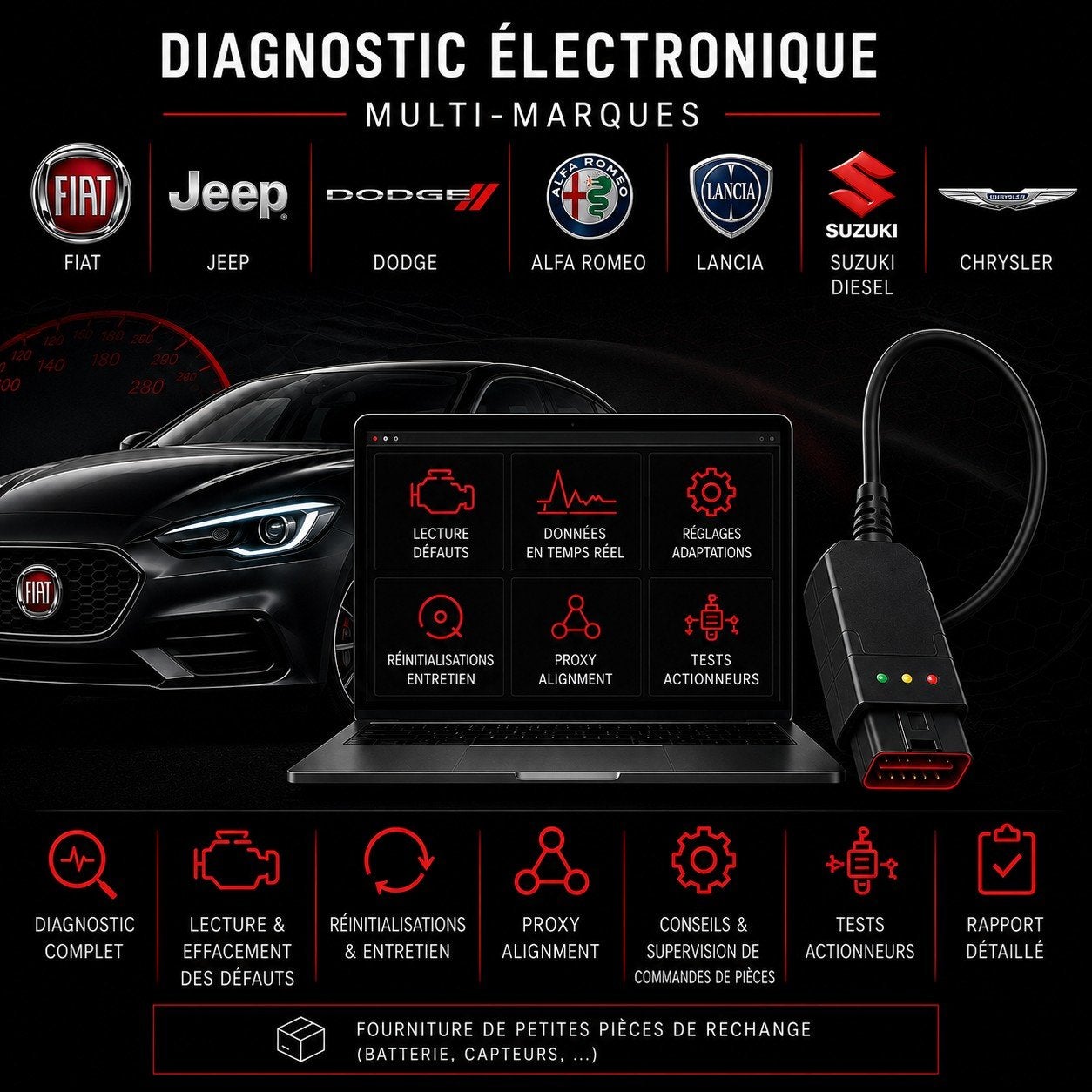 Diagnostic Fiat/Alfa/Jeep/Lancia//Suzuki diesel/Chrysler, Autos : Pièces & Accessoires, Enlèvement ou Envoi, Alfa Romeo