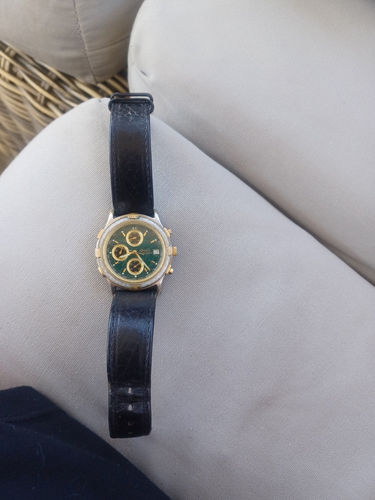 Rodania Chronograph herenhorloge met een groene wijzerplaat, Ophalen, Polshorloge, Overige merken