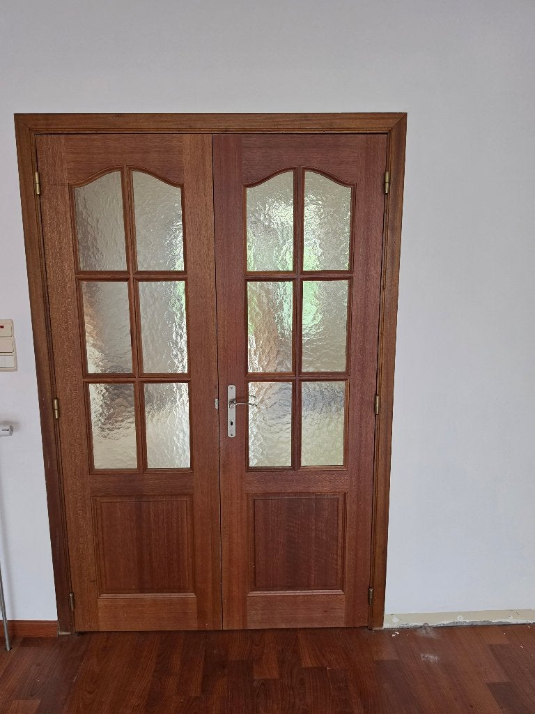 Double porte en bois, Bricolage & Construction, 75 à 150 cm, Enlèvement, Utilisé, Vitre comprise