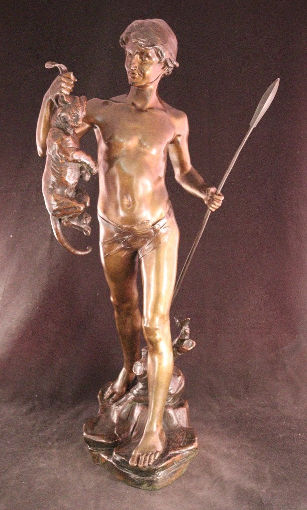 Zeer groot antiek bronzen beeld, Antiek en Kunst, Kunst | Beelden en Houtsnijwerken, Ophalen of Verzenden, Beeld