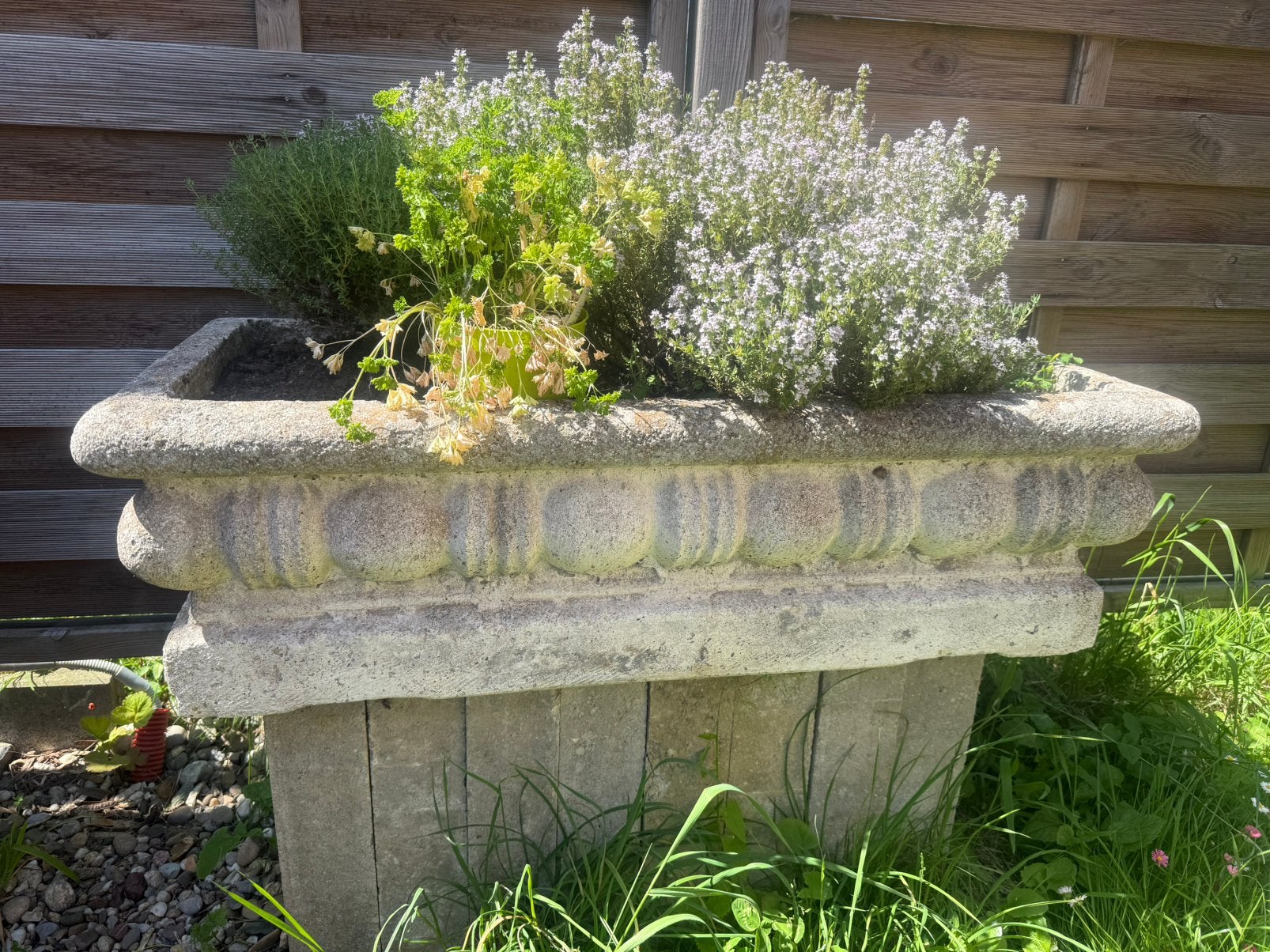 Lot de 2 pots rectangulaires, Jardin & Terrasse, Enlèvement, Comme neuf, Pierre