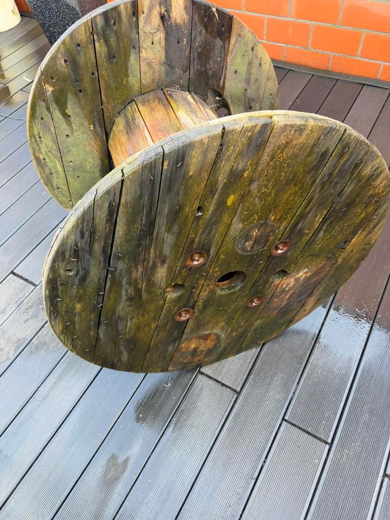 Houten kabelhaspel / spoel – decoratie of DIY, Tuin en Terras, Tuintafels, Gebruikt, Rond, Hout, Ophalen
