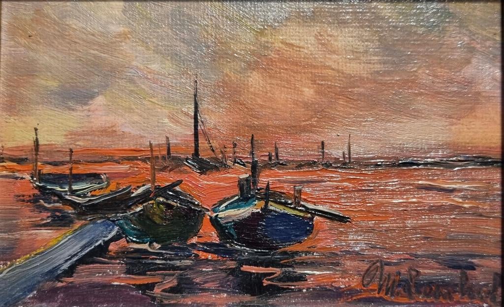 Marie Lambrexhe/Klein ingelijst zeeschilderij, Antiek en Kunst, Kunst | Schilderijen | Modern, Ophalen