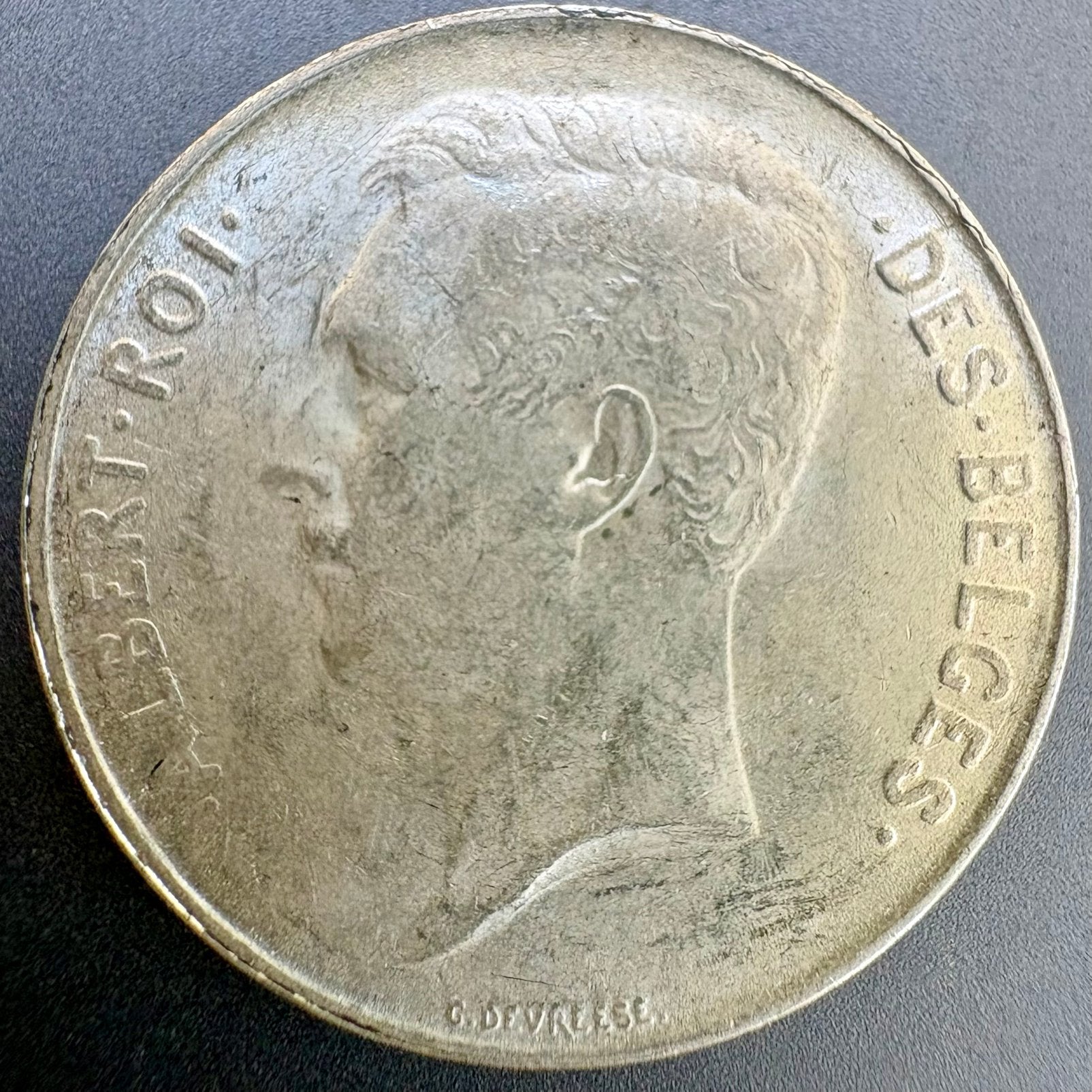 Zilveren 1 Franc - Portret Vorst Albert I - 1914 - Frans, Postzegels en Munten, Verzenden, Zilver, Losse munt, Zilver