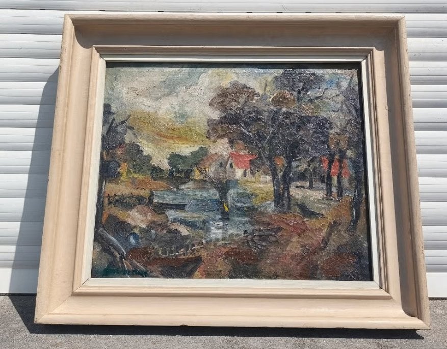 Huile sur toile paysage signe gustave de smet, Enlèvement ou Envoi, Paysage, Toile