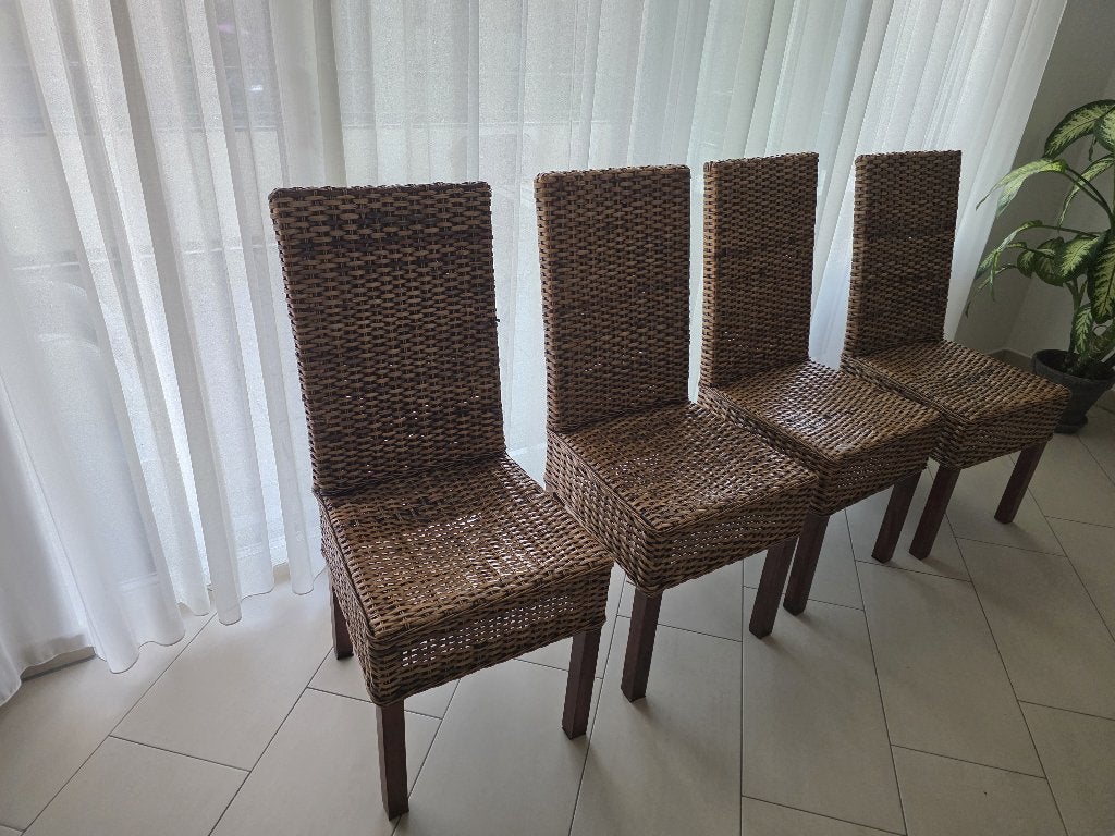 Chaises, Maison & Meubles, Chaises, Utilisé, Quatre, Osier ou Rotin, Brun, Enlèvement