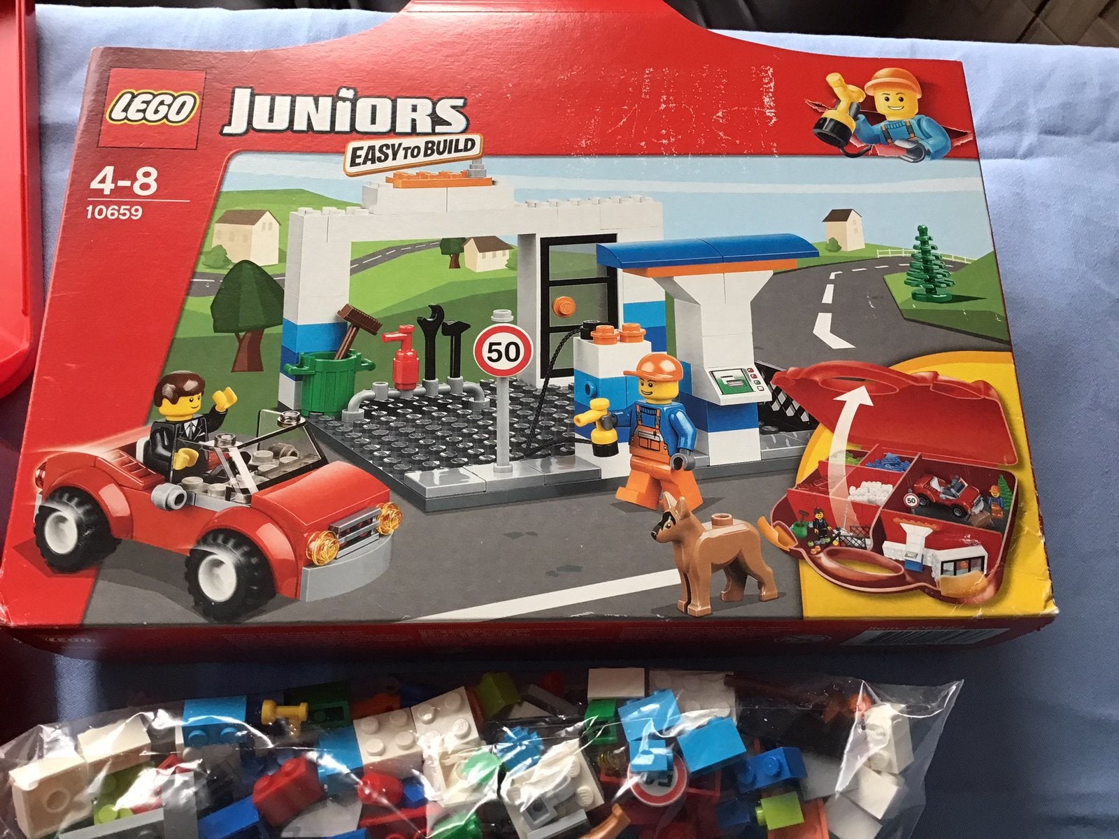 Lego junior voertuigen koffer, Ophalen of Verzenden, Zo goed als nieuw, Compleet, Lego