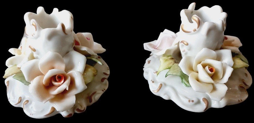 paire de chandeliers roses Capodimonte, Enlèvement ou Envoi