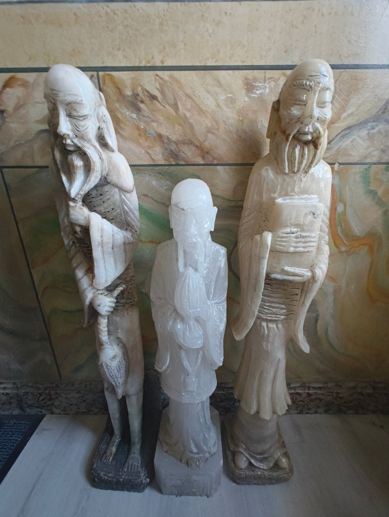 3 Grote Chinese Beelden (Albast/marmer) – 1 Meter Hoog!, Antiek en Kunst, Ophalen, 50 - 100 cm, Handgemaakt, Beeld