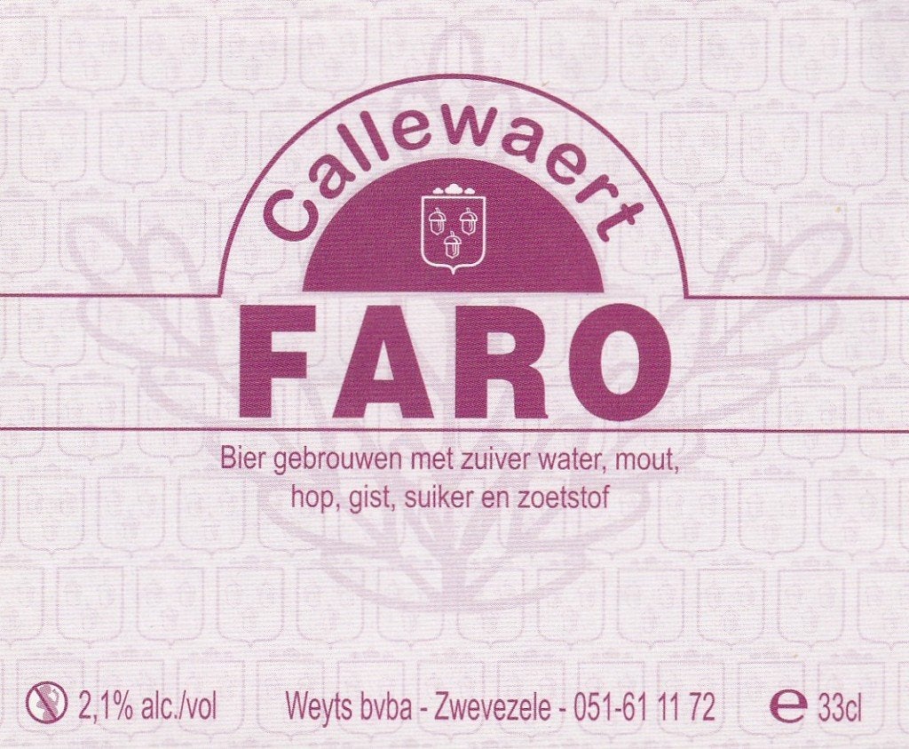 bieretiket België Callewaert : Faro, Envoi, Comme neuf, Autres types, Autres marques