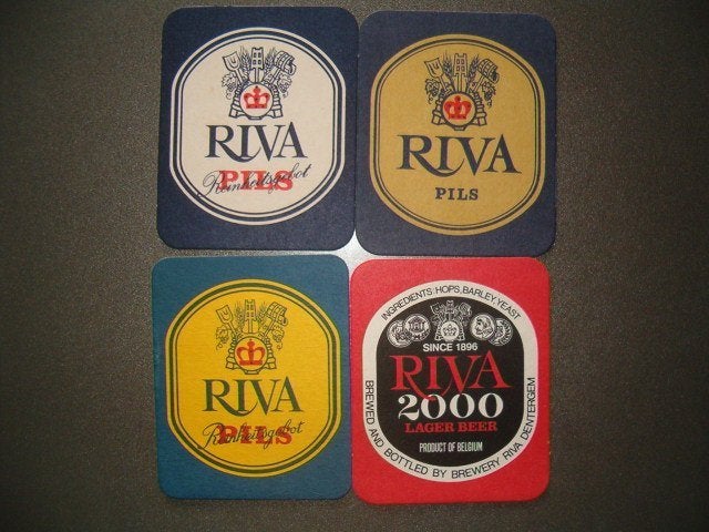 4 Bierviltjes Riva Dentergem 1 : Verschillend, Ophalen of Verzenden, Gebruikt, Viltje(s)