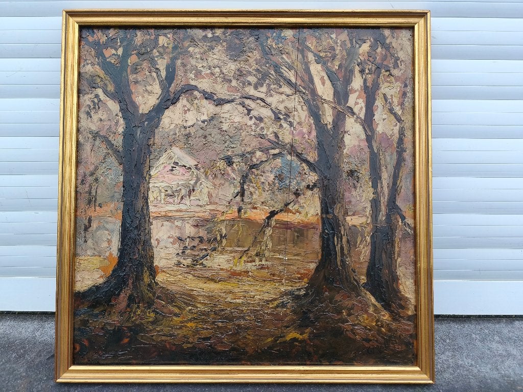Huile sur panneau sous bois signe charles melikoff, Antiek en Kunst, Kunst | Schilderijen | Klassiek, Paneel, Ophalen of Verzenden