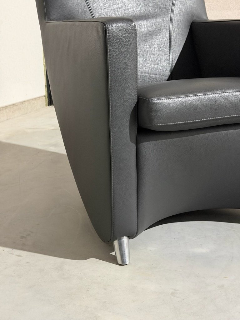 Fauteuil Leolux Dolcinea – cuir gris – comme neuf, 75 à 100 cm, Comme neuf, Enlèvement, 50 à 75 cm