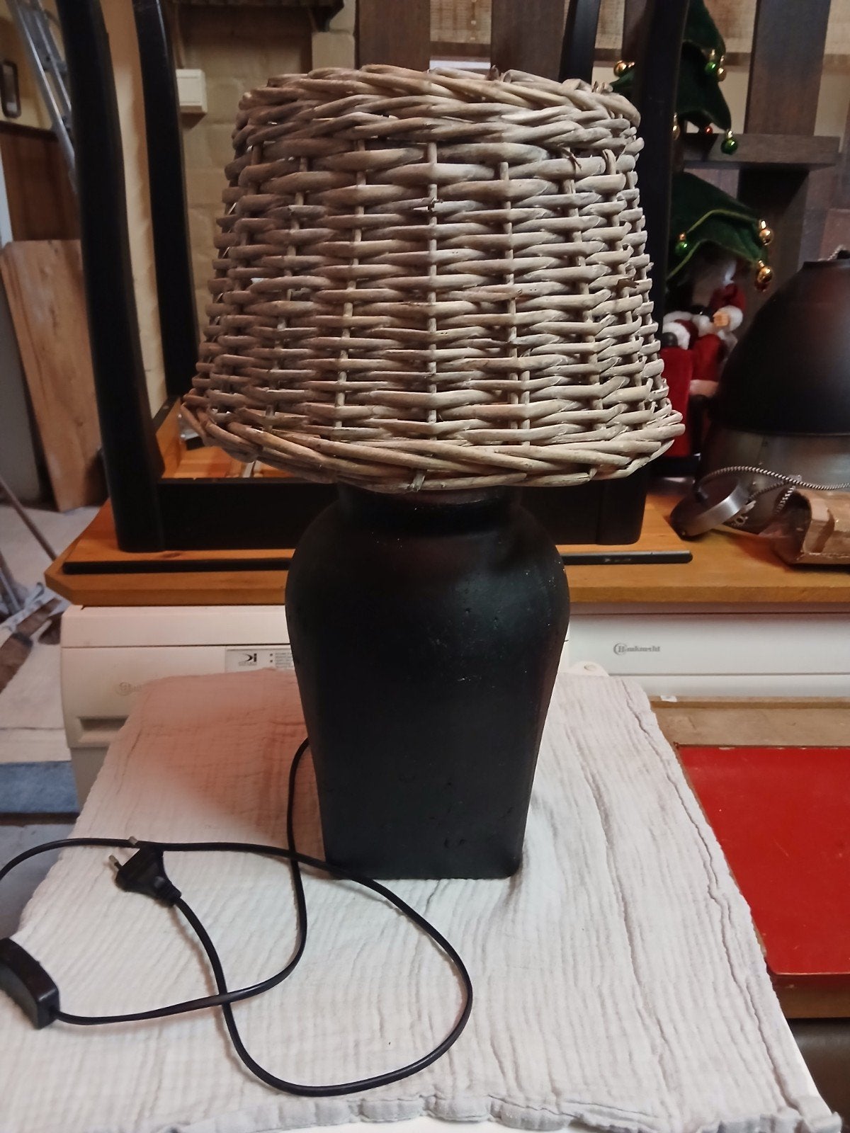 lampenkap steen met rieten kap., Huis en Inrichting, Ophalen of Verzenden