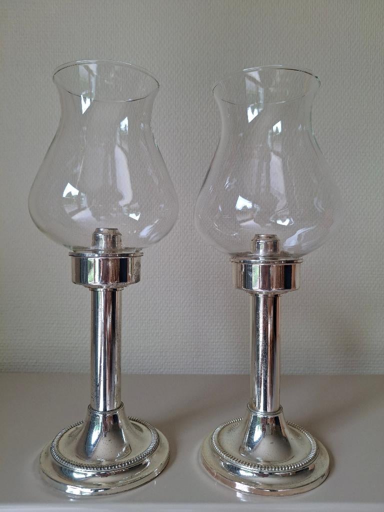 2 vintage verzilverde kandelaars, Antiek en Kunst, Ophalen of Verzenden