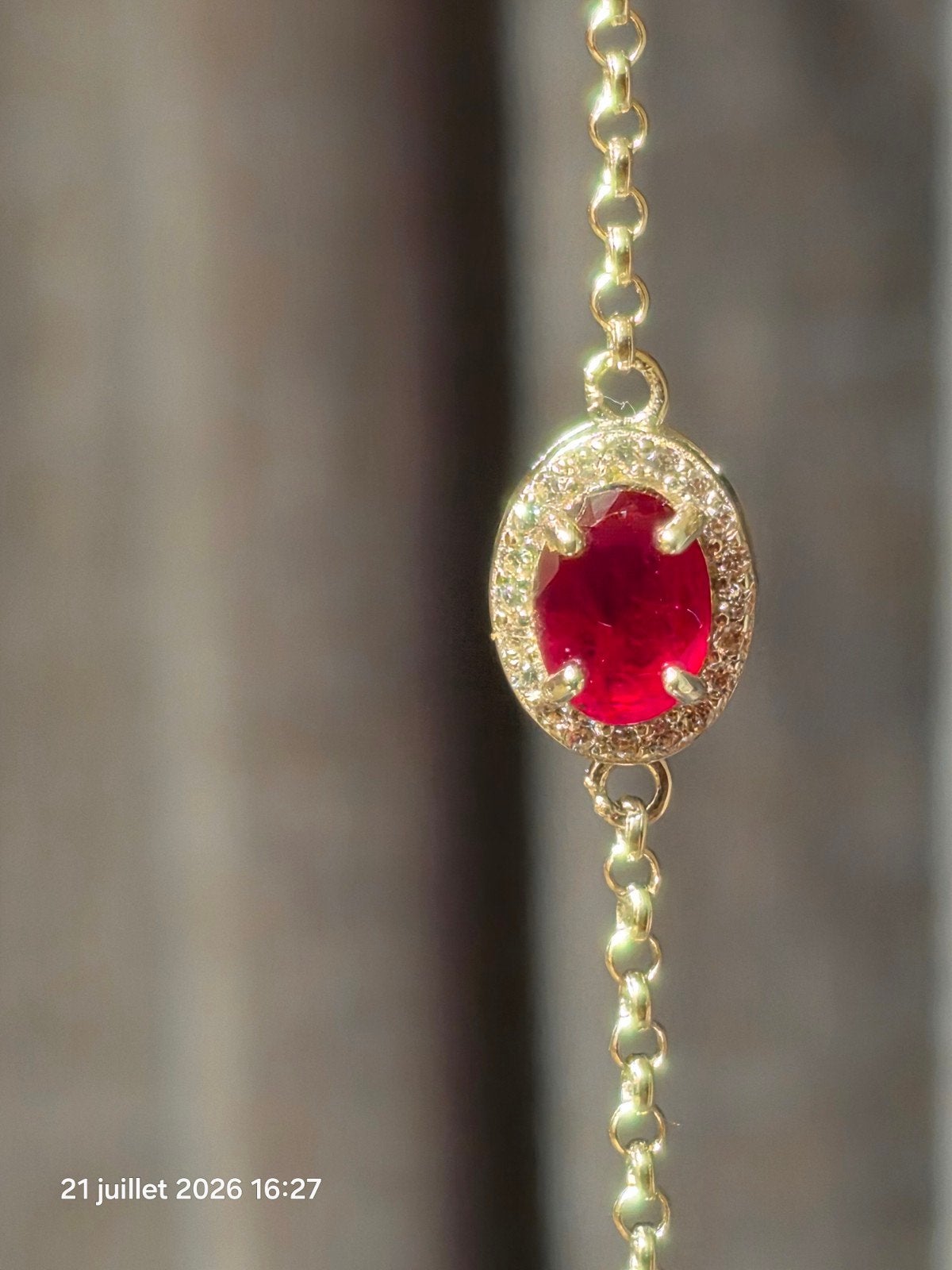 Sterling zilveren armband met Tanzaniaanse robijn, Ophalen, Nieuw, Met edelsteen, Rood