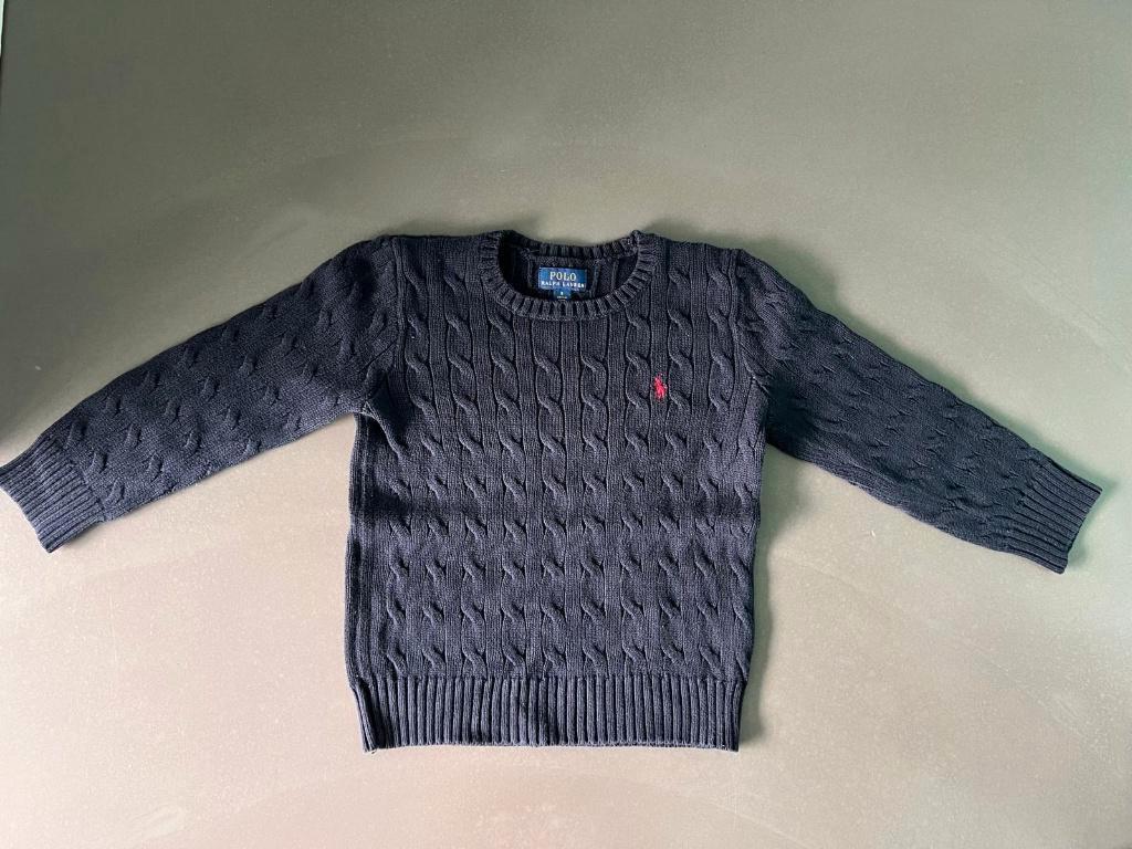 Blauwe kabeltrui van Polo Ralph Lauren maat 110, Kinderen en Baby's, Trui of Vest, Ophalen of Verzenden, Zo goed als nieuw, Jongen