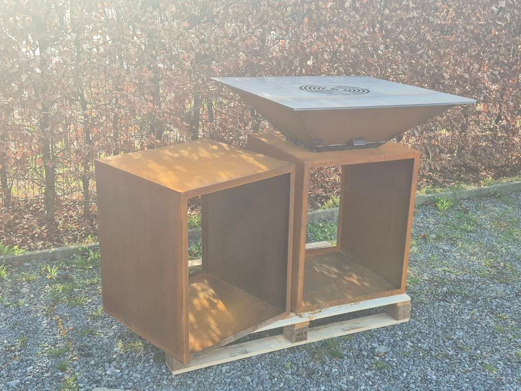 Plancha brasero barbecue corten, Jardin & Terrasse, Barbecues au charbon de bois, Neuf, Avec accessoires, Enlèvement